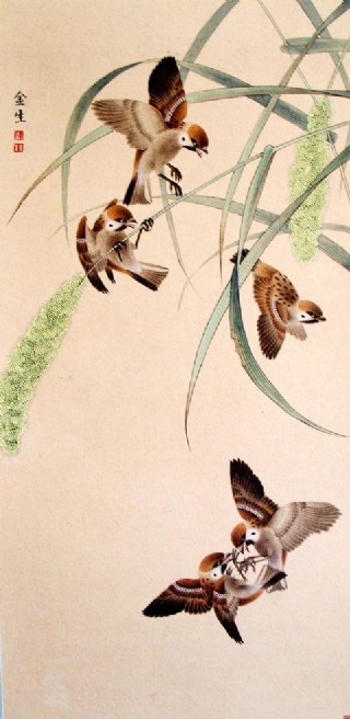 中式富贵吉祥风水花鸟寓意画