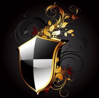 金色欧式 古典花纹 底纹盾牌图片